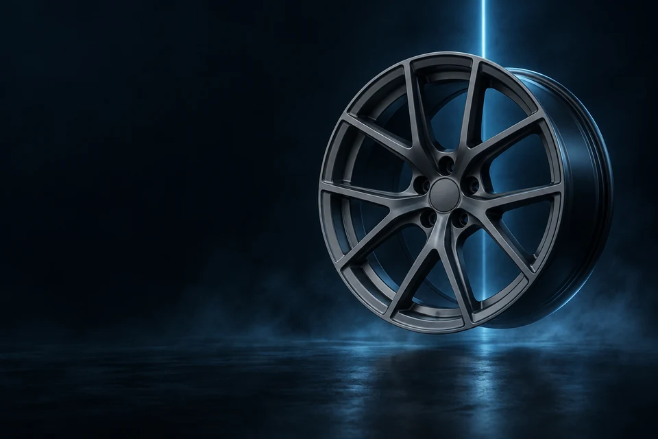 Illustrative graphite wheel in directional studio light